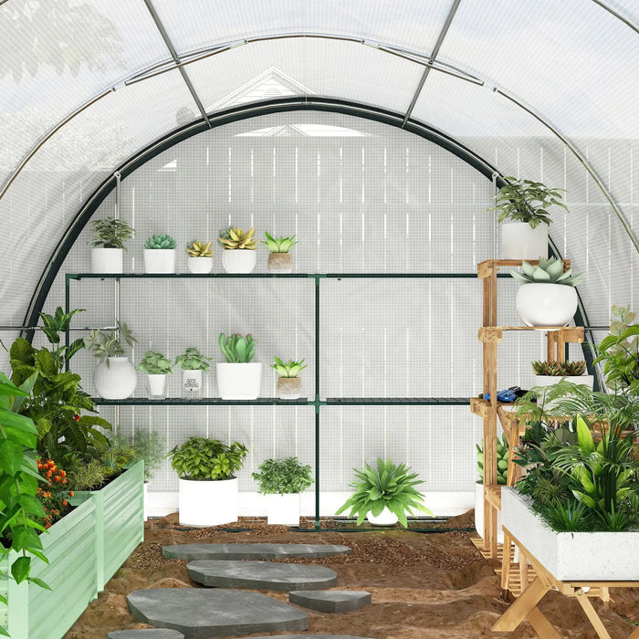 Walk-In Tunnel Greenhouse with Accessories in White 4 x 3(m) - Little and Giant Explorers Outsunny