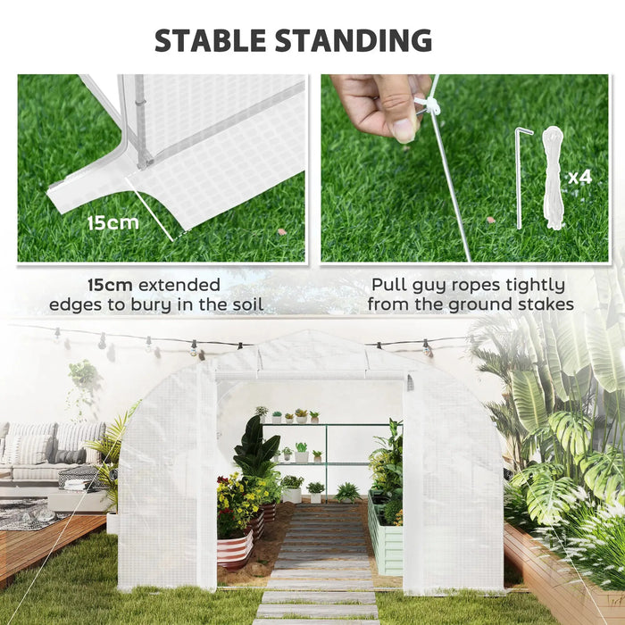 Walk-In Tunnel Greenhouse with Accessories in White 4 x 3(m) - Little and Giant Explorers Outsunny