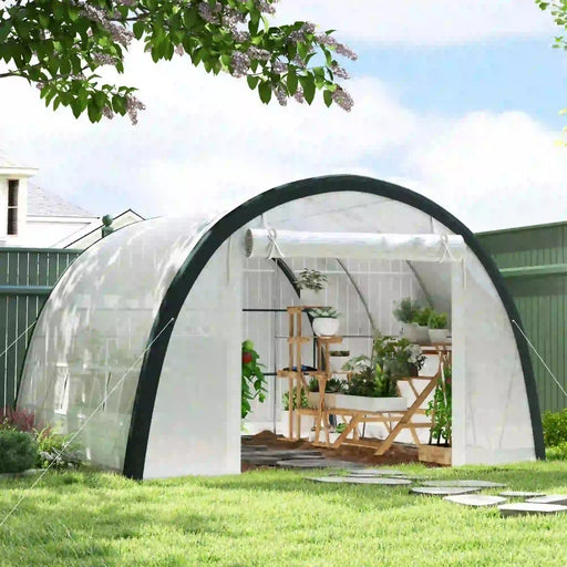 Walk-In Tunnel Greenhouse with Accessories in White 4 x 3(m) - Little and Giant Explorers Outsunny