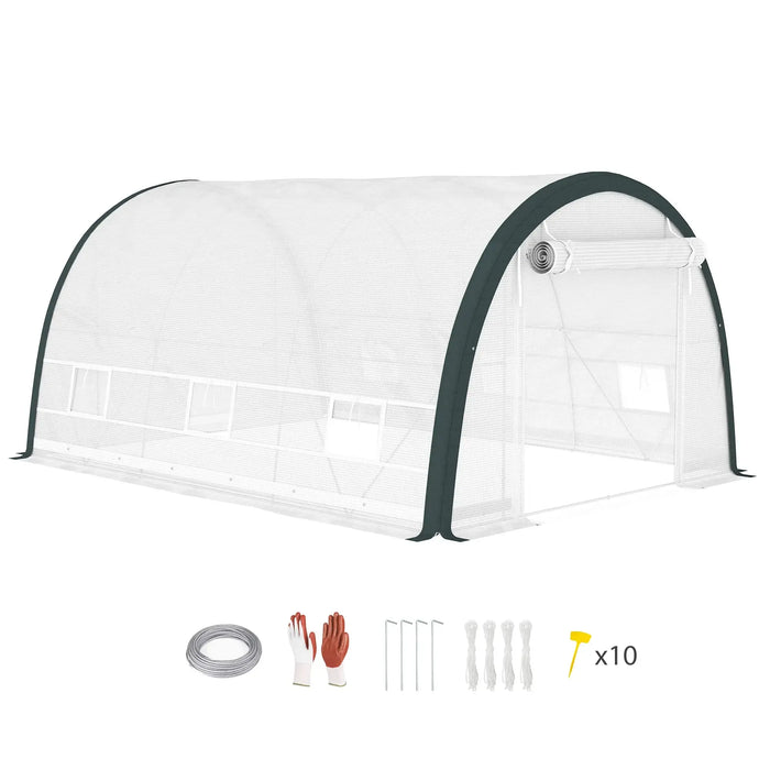 Walk-In Tunnel Greenhouse with Accessories in White 4 x 3(m) - Little and Giant Explorers Outsunny