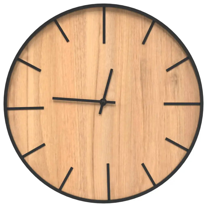Minimalist rustic wooden wall clock with black silent quartz hands and markers