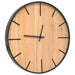 Round 39cm rustic wooden wall clock with black metal hour markers and silent quartz movement