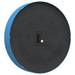 Black wheel with blue rim on a white background