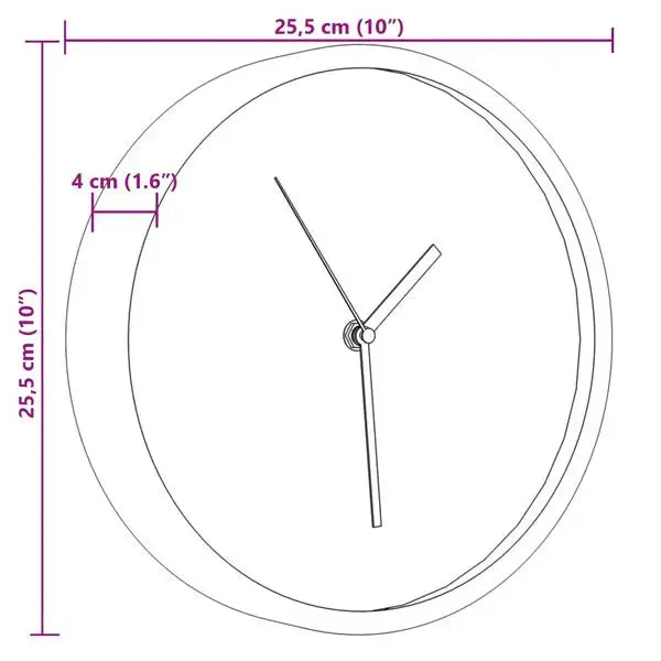 Measurement diagram of a clock face with dimensions labeled