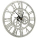 Decorative wall clock with mechanical design on a white background