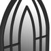 Decorative black metal framed arched mirror with segmented glass panels