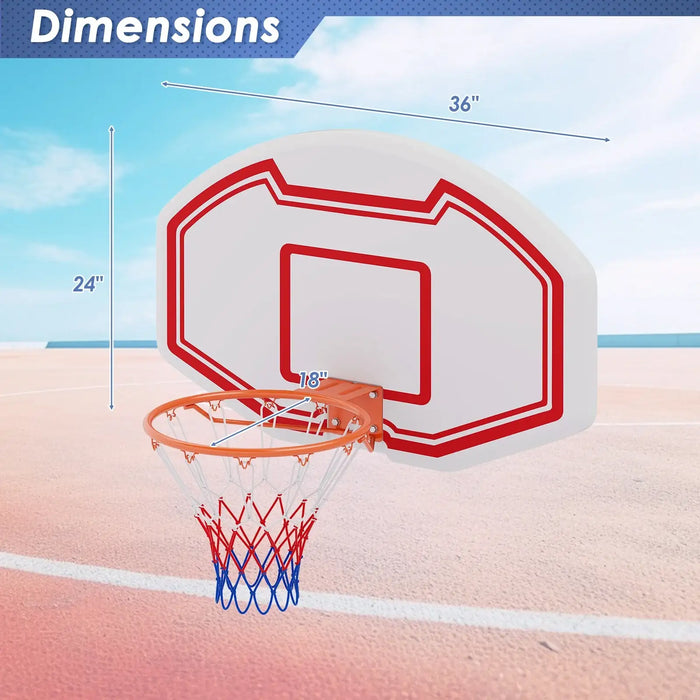 Wall Mounted Basketball Hoop 91cm | Shatterproof Backboard - Indoor and Outdoor Play COSTWAY - Little and Giant Explorers Costway