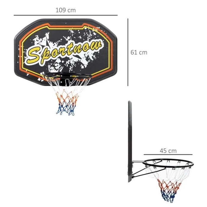 Wall Mounted Basketball Hoop and Backboard Set in Red and Yellow - Little and Giant Explorers SPORTNOW