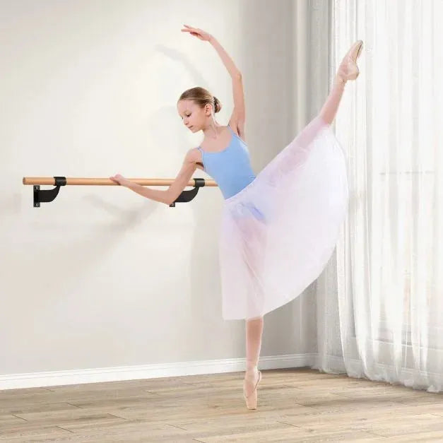 Wall-Mounted Beech Wood Ballet Barre 120cm - Little and Giant Explorers Costway