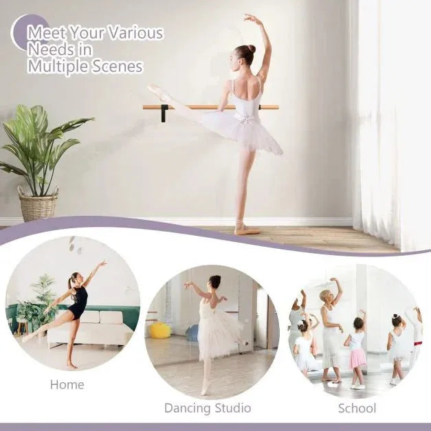 Wall-Mounted Beech Wood Ballet Barre 120cm - Little and Giant Explorers Costway