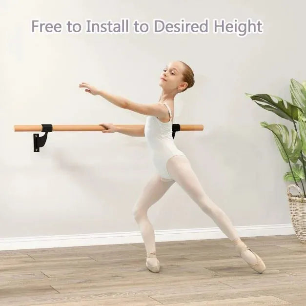 Wall-Mounted Beech Wood Ballet Barre 120cm - Little and Giant Explorers Costway