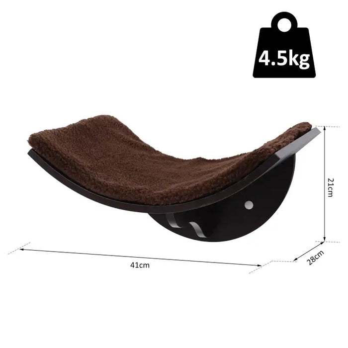 Wall-Mounted Cat Shelf – Brown | Curved Cat Bed with Berber Fleece Top PAWHUT - Little and Giant Explorers PawHut