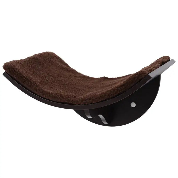 Wall-Mounted Cat Shelf – Brown | Curved Cat Bed with Berber Fleece Top PAWHUT - Little and Giant Explorers PawHut