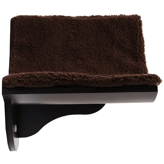 Wall-Mounted Cat Shelf – Brown | Curved Cat Bed with Berber Fleece Top PAWHUT - Little and Giant Explorers PawHut