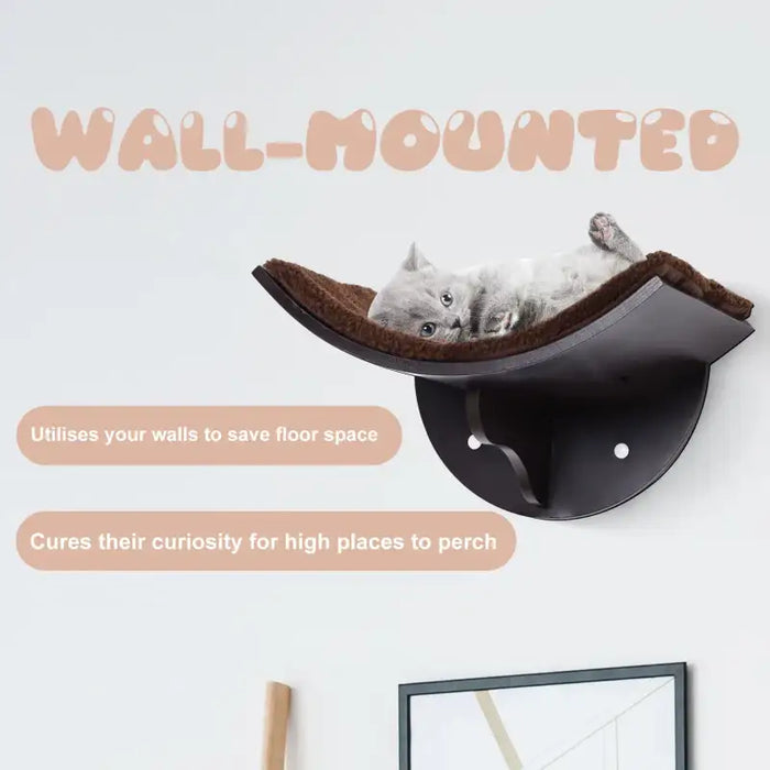 Wall-Mounted Cat Shelf – Brown | Curved Cat Bed with Berber Fleece Top PAWHUT - Little and Giant Explorers PawHut