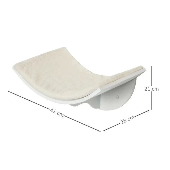 Wall-Mounted Cat Shelf – White | Curved Cat Bed with Berber Fleece Top PAWHUT - Little and Giant Explorers PawHut