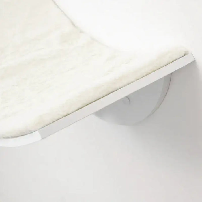 Wall-Mounted Cat Shelf – White | Curved Cat Bed with Berber Fleece Top PAWHUT - Little and Giant Explorers PawHut