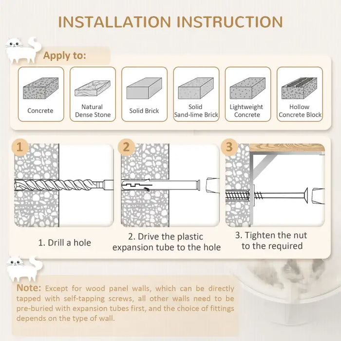 Wall-Mounted Cat Shelf – White | Curved Cat Bed with Berber Fleece Top PAWHUT - Little and Giant Explorers PawHut