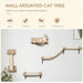 Wall-Mounted Cat Shelves with Hammock and Scratching Post | 4-Piece Cat Climbing Set PAWHUT - Little and Giant Explorers PawHut