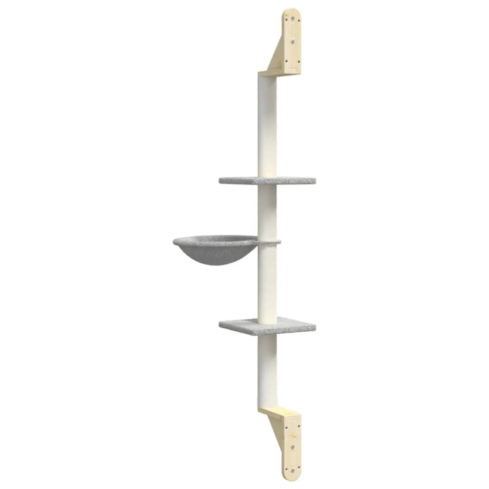 Wall-mounted Cat Tree with Scratching Post Light Grey 142.5 cm - Little and Giant Explorers vidaXL