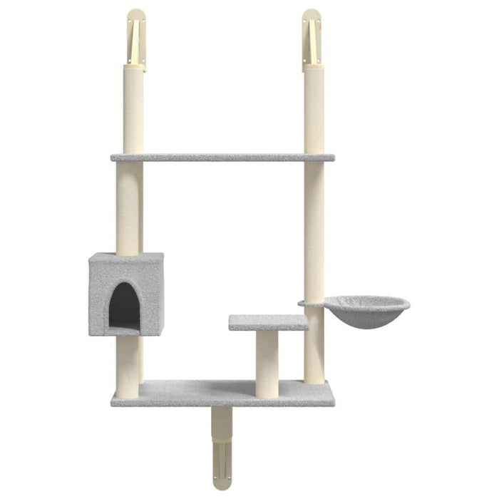 Wall-Mounted Cat Tree with Scratching Post in Light Grey - Little and Giant Explorers vidaXL