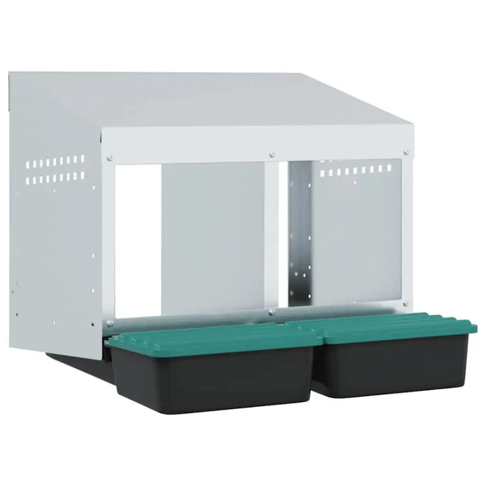 Chicken Wall-Mounted Nesting Box with 2 Compartments in Galvanised Steel - Little and Giant Explorers vidaXL