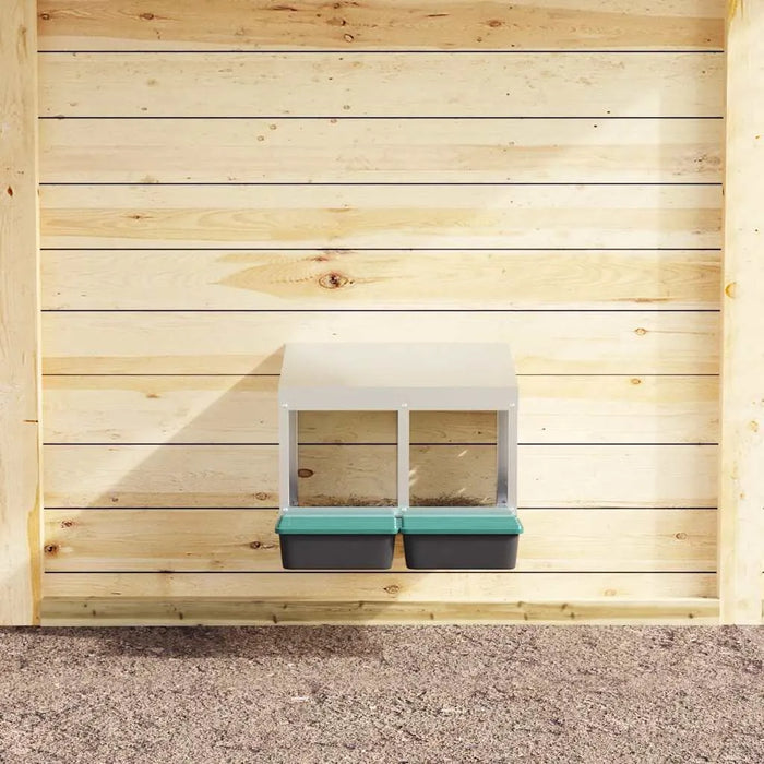 Chicken Wall-Mounted Nesting Box with 2 Compartments in Galvanised Steel - Little and Giant Explorers vidaXL