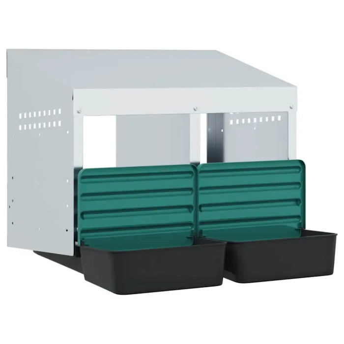 Chicken Wall-Mounted Nesting Box with 2 Compartments in Galvanised Steel - Little and Giant Explorers vidaXL