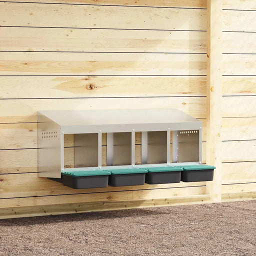 Chicken Wall-Mounted Nesting Box with 4 Compartments in Galvanised Steel - Little and Giant Explorers vidaXL
