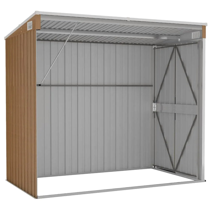 Wall Mounted Garden Shed in Galvanised Steel and Brown (118 x 194 x 178cm) - Little and Giant Explorers vidaXL