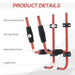 Heavy duty wall-mounted kayak rack with red metal frame, PVC sleeves, and paddle hooks