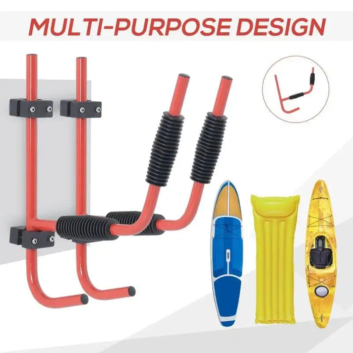 Wall-mounted heavy duty iron kayak rack hooks for multi-purpose storage, space-saving design