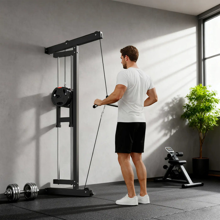 Wall-Mounted Lat Pull-Down Machine – Compact Cable Crossover | 100kg Capacity SPORTNOW - Little and Giant Explorers