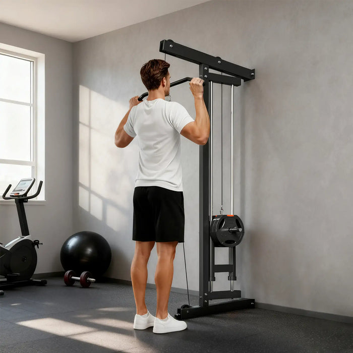 Wall-Mounted Lat Pull-Down Machine – Compact Cable Crossover | 100kg Capacity SPORTNOW - Little and Giant Explorers