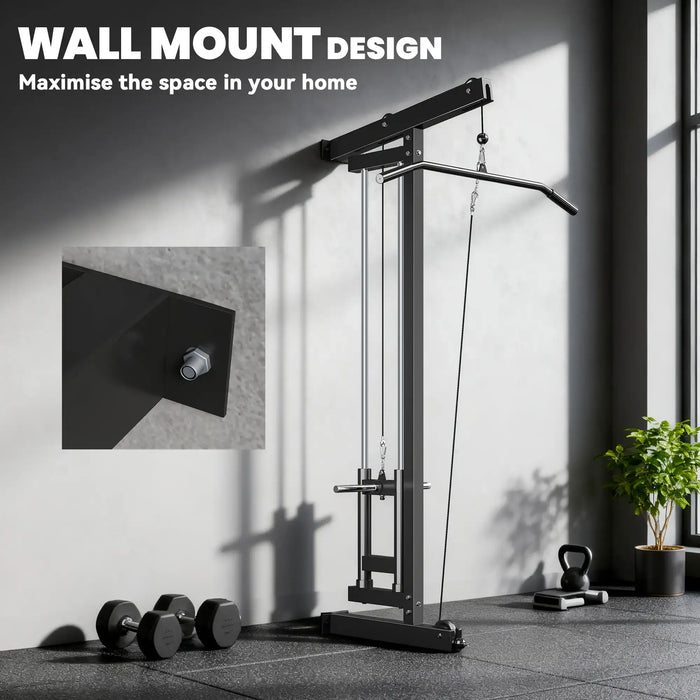Wall-Mounted Lat Pull-Down Machine – Compact Cable Crossover | 100kg Capacity SPORTNOW - Little and Giant Explorers