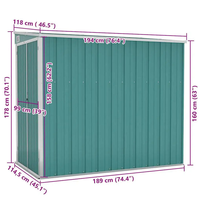 Wall-Mounted Metal Garden Storage Shed – Green | Galvanised Steel - Double Doors VIDAXL - Little and Giant Explorers vidaXL