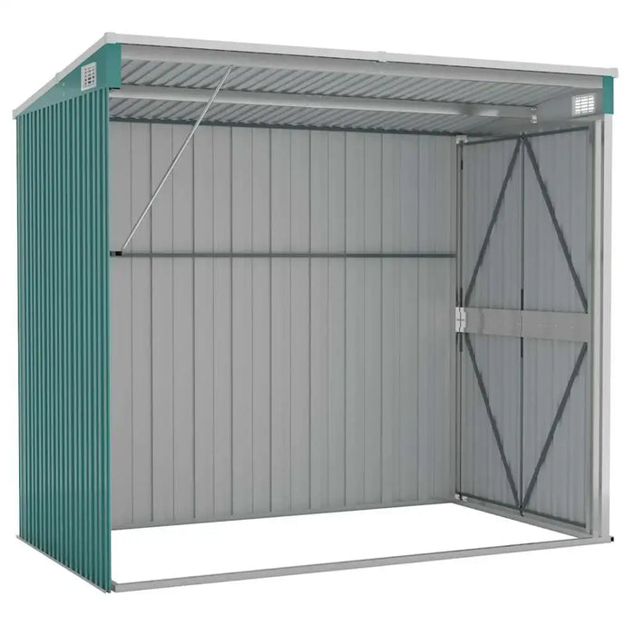 Wall-Mounted Metal Garden Storage Shed – Green | Galvanised Steel - Double Doors VIDAXL - Little and Giant Explorers vidaXL