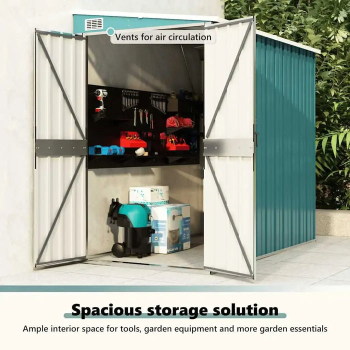 Wall-Mounted Metal Garden Storage Shed – Green | Galvanised Steel - Double Doors VIDAXL - Little and Giant Explorers vidaXL