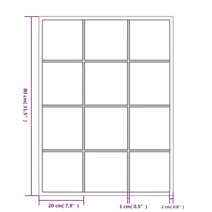 Measurement chart of a window grid with dimensions labeled
