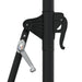 Black wall-mounted parasol crank lift handle and mechanism close-up