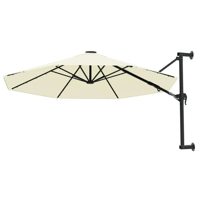Wall-mounted 3m sand parasol with crank lift and black metal frame
