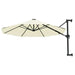 Wall-mounted 3m sand parasol with crank lift and black metal frame