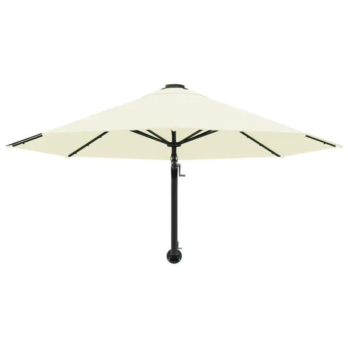 Wall-mounted 3m sand parasol with black pole and crank lift on white background
