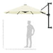Wall-mounted parasol 3m sand canopy with crank lift, shown next to a silhouette for scale.
