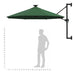 Wall-Mounted Parasol with LEDs and Metal Pole in Green - Little and Giant Explorers vidaXL