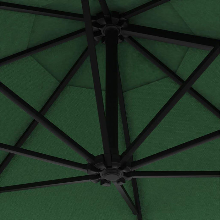 Wall-Mounted Parasol with LEDs and Metal Pole in Green - Little and Giant Explorers vidaXL