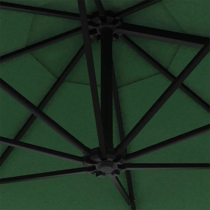 Wall-Mounted Parasol with LEDs and Metal Pole in Green - Little and Giant Explorers vidaXL