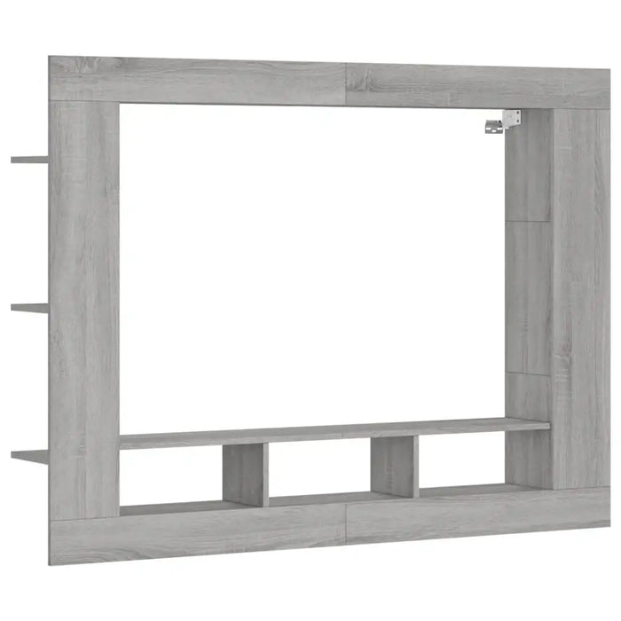 Grey Sonoma wall-mounted TV cabinet with display shelves and open storage slots