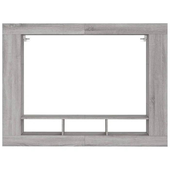 Grey Sonoma wall-mounted TV cabinet frame with three open display shelves by Little and Giant Explorers