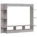 Grey Sonoma wall-mounted TV cabinet with multiple display shelves and open storage compartments